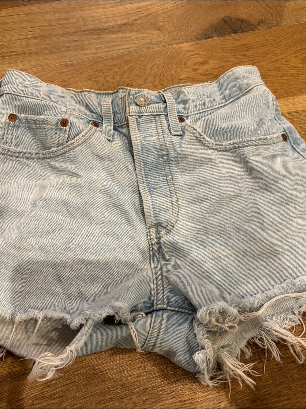 Levi's Light Blue Distressed Denim Jean Shorts